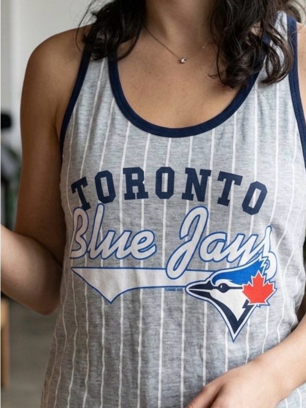 Women's Toronto Blue Jays Gray Stripe Tank Top